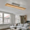 Deckenleuchte Wohnzimmer Holz Led Schlafzimmerlampe Deckenlampe Led Mit  Holzoptik, Metall Nickel Matt, 1X Led 27W 3000Lm Warmweiß, Lxbxh  100X20X16,7 In Wohnzimmer Deckenleuchte