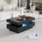 Modfu Couchtisch, Rechteckig, Schwarz, Led Hochglanz, Mit 4 Schubladen Und  3 Offenen Fächern, Aus Spanplatte, Belastbar Bis 20Kg, 80X50X36 Cm Pertaining To Tisch Für Wohnzimmer
