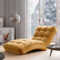 Schwungvolle Relaxliege In Senfgelb Velours – Hairosco Intended For Relaxliege