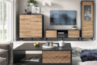 Wohnwand Mit Couchtisch Schwarz, Eiche Dale-160 4-Teilig throughout Wohnwand Schwarz Holz