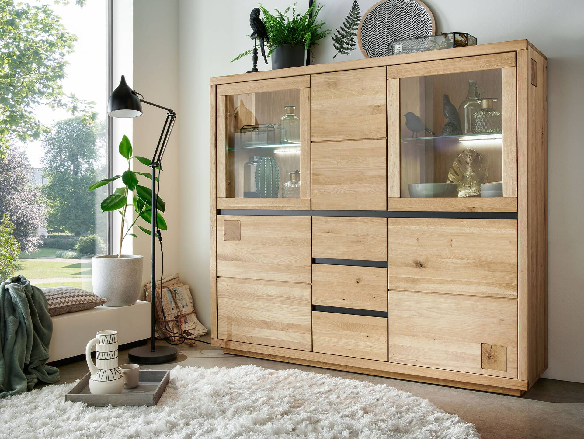 Caldera Highboard Ii, Material Massivholz, Wildeiche Geölt with regard to Highboards Wohnzimmer