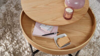 Couchtisch Rund Ø70Cm Stauraum Skandinavisches Design Eiche with Couchtisch Rund Mit Stauraum