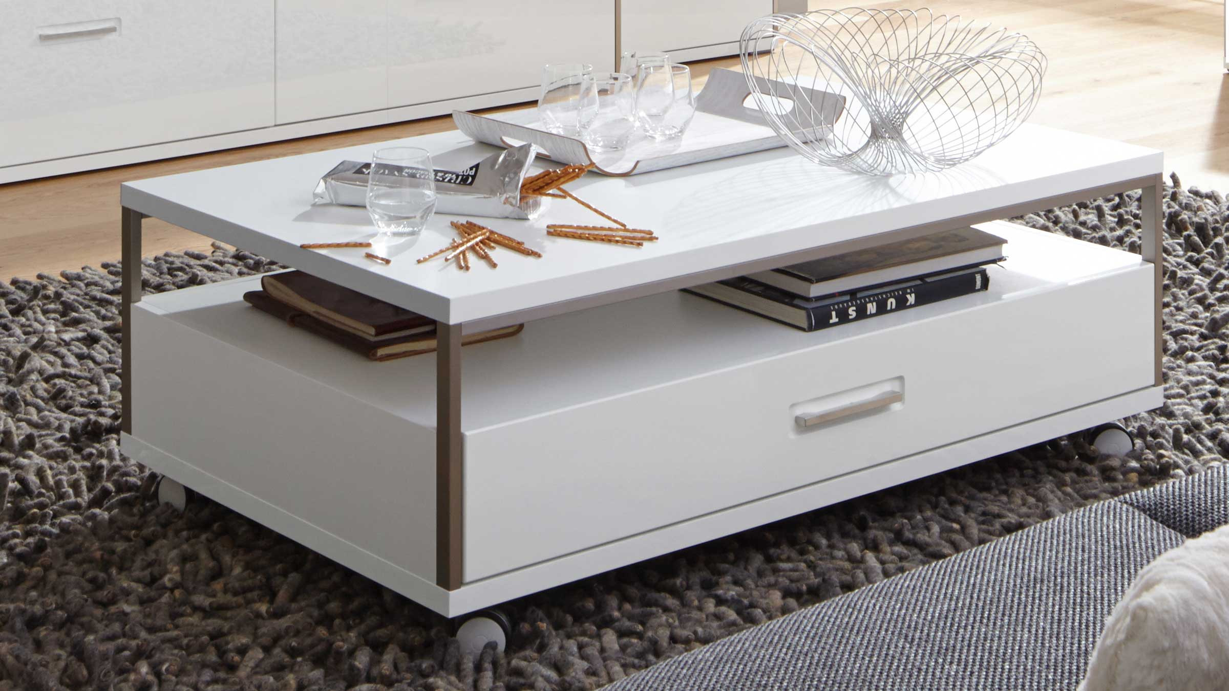 Trento Couchtisch Weiß Mit Schublade | Möbelmeile24 inside Couchtisch Weiß Mit Schublade